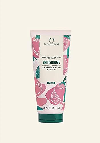 The Body Shop British Rose Lotion to Milk 200ml Normal Dry Skin Vegan 72hr