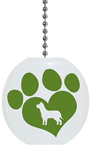 Green Dog Paw Print Solid Ceramic Fan Pull
