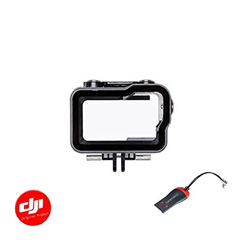 OSMO Action Waterproof Case 60M Depth Waterproof, Original DJI OSMO Action Accessory Part 12, with Luckybird USB Reader