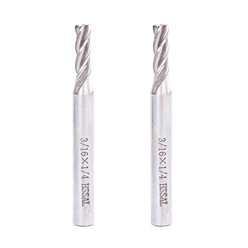 AUTOTOOLHOME 3/16" X 1/4" High Speed Steel HSS 4 Flute Straight End Mill Milling Cutter Pack of 2