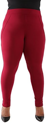 Poetic Justice Curvy Womens Plus Michelle Strch Red Ponte Pull On Moto Legging