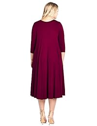 Modern Kiwi - Vestido largo con buena caída y mangas largas, para mujer, talle grande (1X-4X)