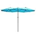 Le Papillon 15 ft Market Outdoor Umbrella Double-Sided Aluminum Table Patio Umbrella with Crank, Blue