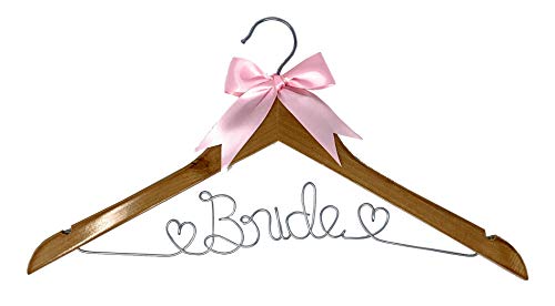 Your Dream Party Shop Bride Wedding Dress Hanger, Bridal Dress Hanger with Bride Wire for Wedding Gown in Natural Wood Color for The Bride on her Wedding or Bridal Shower! (Natural Wood)