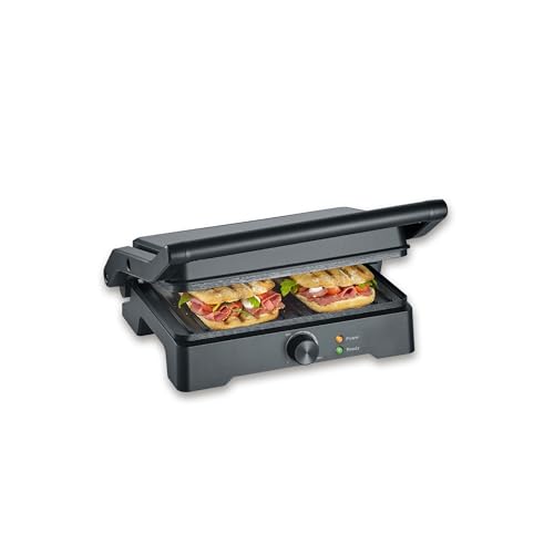 SEVERIN MultiGrill XL, hochwertige Keramikbeschichtung, große Grillfläche, PFAS-freie Grillplatten, fettarmes Grillen, Burger, Panini, Elektrogrill Indoor, 1800W, schwarz, KG 2391