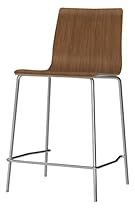 Nomad by Palmer Hamilton KUR.VII HOCKER.HB.LAM.H3704.1 Kurpie Hocker Half-Back Stool, Pub Hgt, Chrome and Walnut Laminate Seat