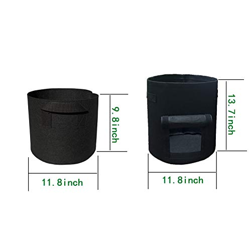 4 Pack Grow Bags ,2 Pack 5 Gallon 2 Pack 7 Gallon Plant Growing Bags Garden Plant Bags with Handle Vegetable/Flower/Plant Grow Containers for Indoor ＆ Outdoor Planting (5 Gallon+7 Gallon)