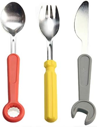 3-Piece Children's Cutlery Set Made of Stainless Steel - 1 x Forks, 1 x Safety Knife, 1 x Tablespoon (Rabbit x 3)