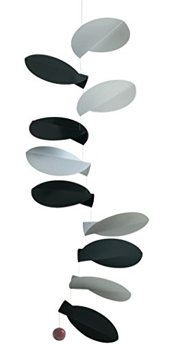 Flensted Mobiles Turning Leaves White/Black Hanging Mobile - 32 Inches Cardboard
