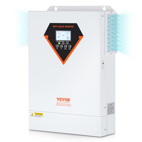 VEVOR Hybrid Inverter 5500W Solar Power Inverter Hybrid Off Grid Charger 230V AC Pure Sine Wave with Built-in MPPT 100A Solar Charge Controller, Hybrid Charging, Utility, Solar
