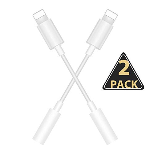 【2 Pack】 for iPhone X Headphone Adapter to 3.5 mm Headphone Jack Adapter for iPhone 8/8 Plus/Xs Max /7/7 Plus/XR Audio Aux Earphone Dongle Spiltter Connector Converter Adapter Support All iOS System