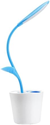 Wujee LED USB Charging Desk Lamp Portable Touch Dimmable Night Light Pens Pencils Holder Table Supplies Organizer Container for Home Office School (Blue)