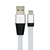 KeeTech Hi-speed Aluminum Shell Connectors USB Cable, Flat type 6.6ft/2m Aluminum Foiled Sync and Charge Cable for Android, Samsung, LG,HTC,Zte,Motorola, Nokia and More (6.6ft/2m black white)