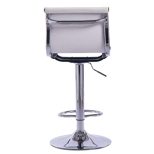 Sidanli White Adjustable Swivel Counter Bar Stool Chairs with Back (Set