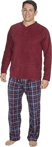 MICHAEL PAUL Mens Soft & Cosy Fleece Pyjamas/PJ Set/Nightwear / Sleepwear/Loungewear Warm Modern Set with Check Bottoms