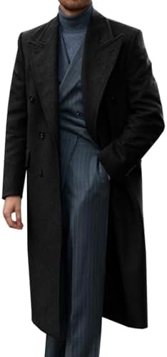 Forever 21 Men's Notched Double-Breasted Coat Black Medium at