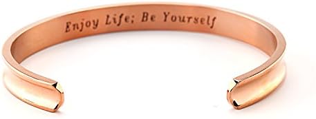 Liuanan Enjoy Life To Be Yourself Stainless Steel Bracelet Engraved Inspirational Cuff Bangle