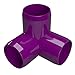 FORMUFIT 1” 3-Way Elbow Furniture Grade PVC Fitting in Purple, Made in USA, UV-Resistant, Impact-Proof, 1.315” Actual Socket Diameter (Pack of 4)