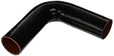 HPS HTSEC90-200-BLK Silicone High Temperature 4-ply Reinforced 90 degree Elbow Coupler Hose, 55 PSI Maximum Pressure, 3.5
