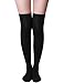HASLRA Women's Solid Over The Knee High Socks 1 Pairs (Black)