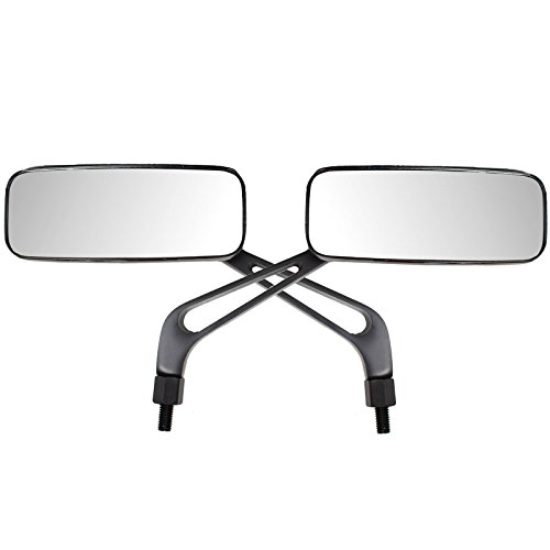 Vplus Motorcycle Anti Glare Rear View Mirrors Blue Glass Rectangle Black For MOTORCYCLE CRUISER Softail Sportster Chopper Bobber