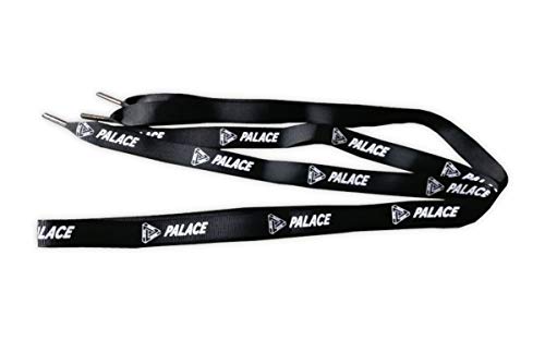 Palace Skateboards Tri-Ferg Logo Shoelaces | Adult and Kids Sneaker Laces | Flat Shoelaces Black Color White Text