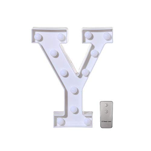Fheaven (TM) Light Up Light,DIY Alphabet Letter A to Z Carnival Decorative LED Letter Lights Sign Party Wedding Holiday Christmas Decor Remote Control (Y)