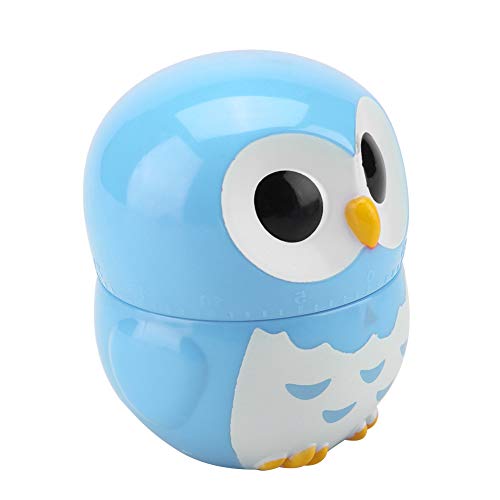 Rosvola Mechanical Timer, Cute Owl Shape Manual Cooking Counters Clock for Kitchen(Blue) - Thumbnail 4