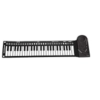 Hisoul Portable Roll Up Piano Foldable Standard 49 Keys Flexible Soft Silicone Electronic Music Keyboard for Children Beginner (♥ Black)