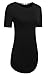 Qearal Women Casual O-Neck Short Sleeve Jersey Shirt Curved Hem Long T-Shirt Tunic Tops