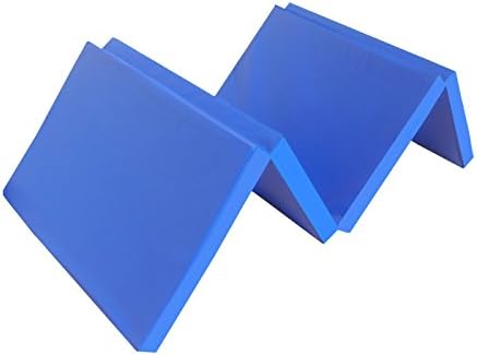 NiroSport Gymnastics Mat 71" x 24" x 2" Thick Folding Gym Tumbling Exercise Crash Landing Panel for Home &amp; Outdoor, Martial Arts, Judo, Stretching, PU Leather, Non Slip, Washable (Blue)