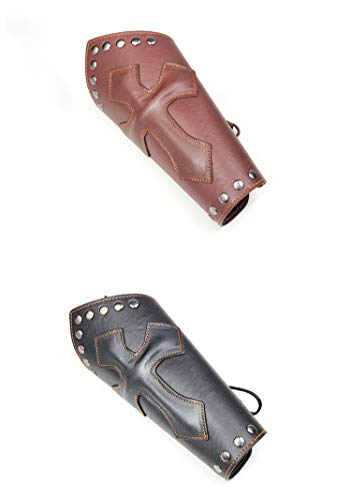VolksRose Leather Archery Arm Guard, Adjustable Hunting Shooting Arm Guard, Bracers Leather Arm Armor Guard Medieval Rivet Style Armor Costume Traditional Archery Protective Gear, 1 Piece #19 - Thumbnail 3