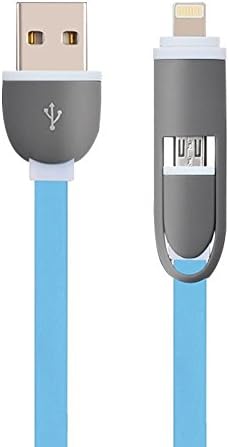 Trymie Retractable 2-in-1 3FT Lightning to USB Cable With Micro USB Connector Nylon Braided Cable Compatible with iPhone 7/7Plus/6s plus/6s/6 plus/6/5s/5c/5, iPad /iPod, Samsung, HTC, and More (Blue)