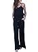 Kbook Women's Solid Color Sleeveless Strap Drawstring Casual Wide Pants Jumpsuit Romper