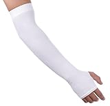 Cooling Arm Sleeves,COME-ON 2-Pairs Unisex Outside Athletic Hand Cover Cooling UV Protection Arm Sleeves(2 Pairs White)