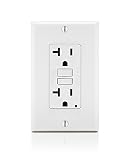 Leviton GFNT2-W Self-Test SmartlockPro Slim GFCI Non-Tamper-Resistant Receptacle with LED Indicator, Wallplate Included, 20-Amp, White