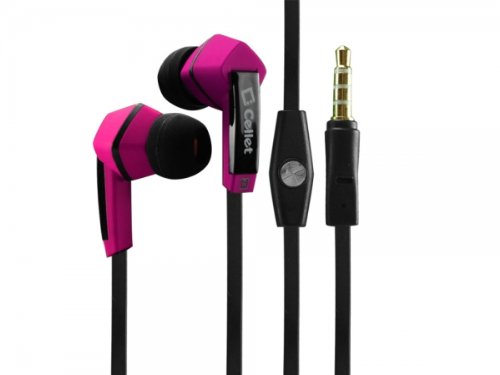 Kyocera Dura XA Stereo Inside The Ear Square Shape Dynamic Driver Headphones Pink With Hands Free Microphone And Flat Cable