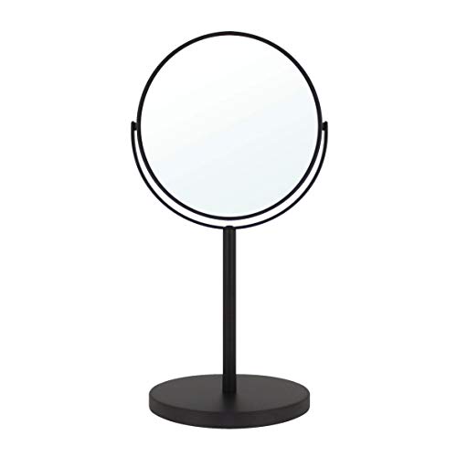 MODONA 6-Inch Two-Sided 1X and 5X Tabletop Makeup Vanity Mirror, 13.5-Inch Tall - Rubbed Bronze - 5 Year Warranty