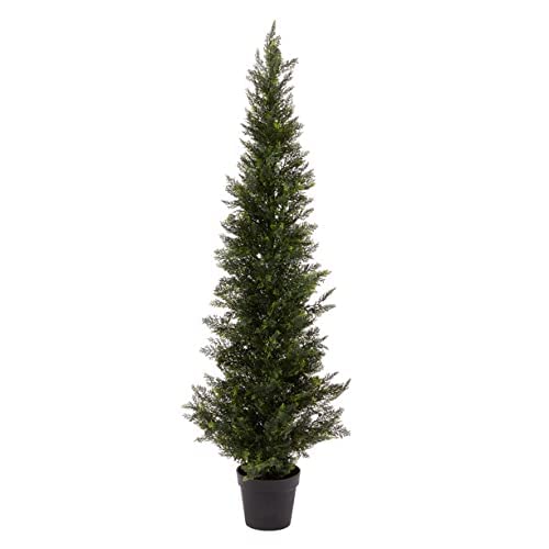 One 3 Foot Outdoor Artificial Cedar Topiary Tree Potted UV Rated Plant