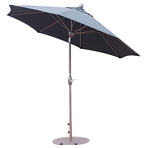 SORARA Sunbrella Patio Umbrella 9-Feet Outdoor Market Table Umbrella with Auto Tilt&Crank&Umbrella Cover, 8 Ribs, Canvas Black