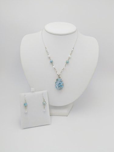 Twisted Spiral Wire-Wrapped Larimar Set