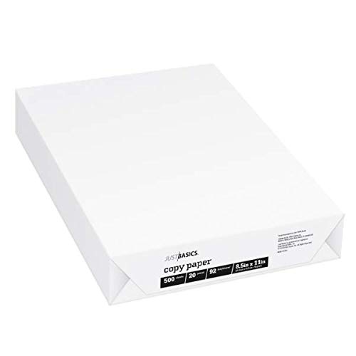 Just Basics Copy Paper, Letter Paper Size, 92 Brightness, 20 Lb, White