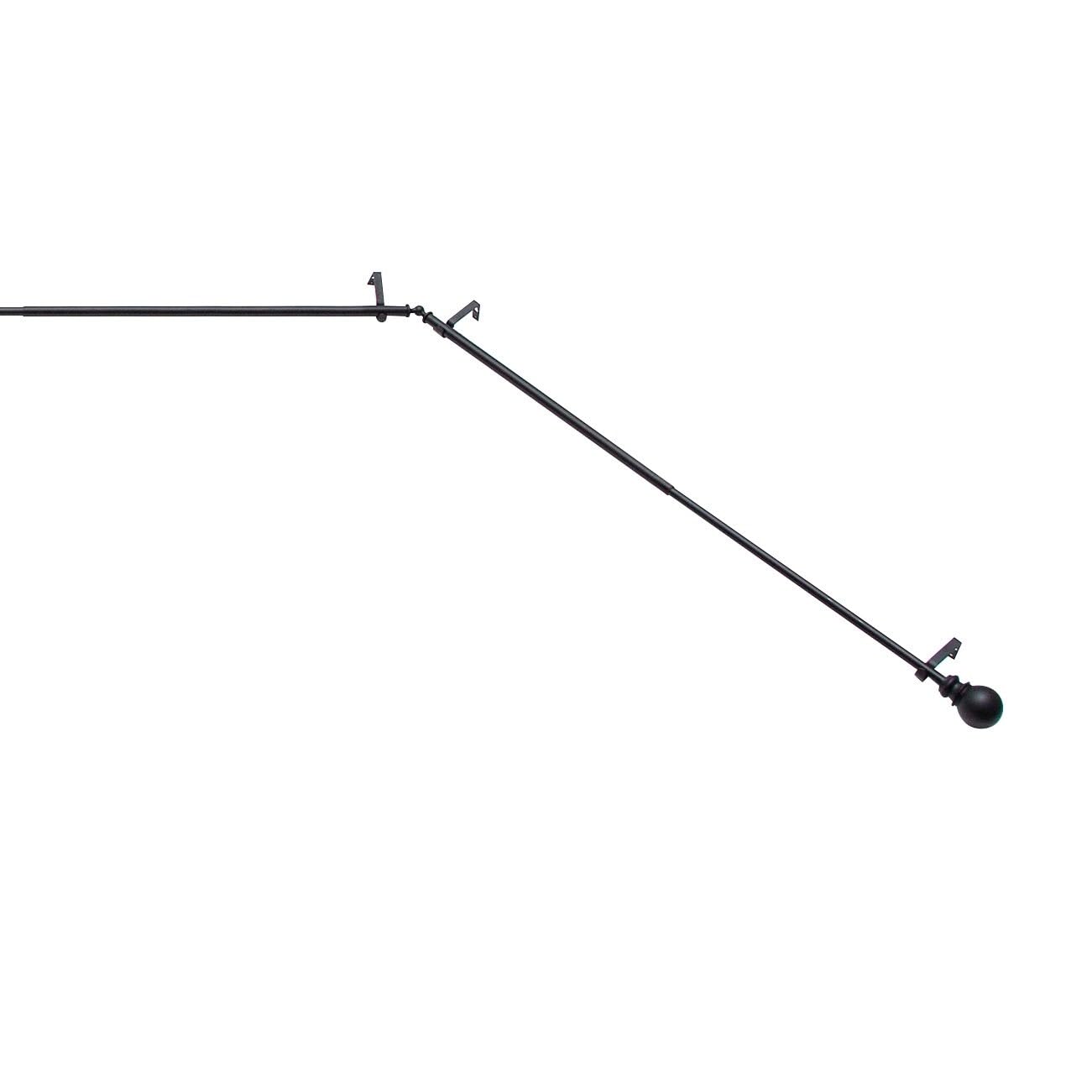 Photo 1 of Kenney KN80707 Bryce Ball End Decorative Bay Window Curtain Rod, 78-144" Adjustable Length (22-37" Adjustable Sides, 28-72" Adjustable Middle) Black Finish, 3/4" Diameter Steel Tube