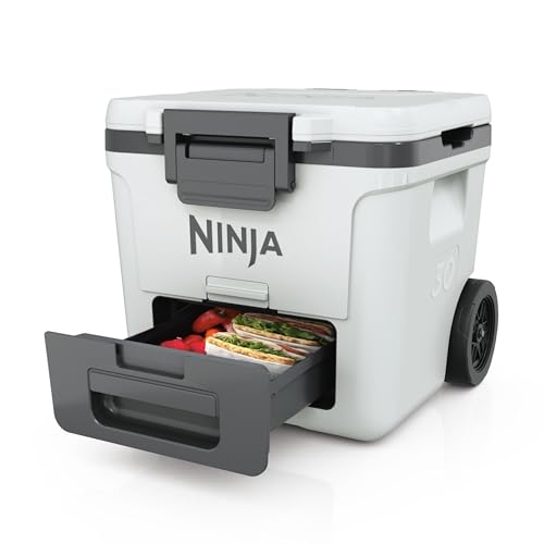 Ninja FrostVault isolierte Kühlbox mit Rollen, bis 48 Dosen, Wolkenweiß