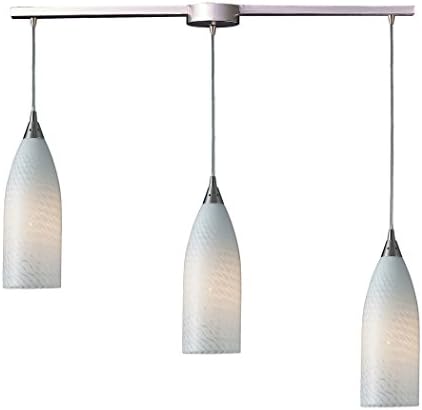 3 Light Pendant In Satin Nickel And White Swirl Glass