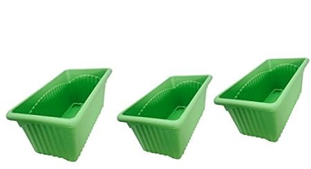 First Smart Deal Plastic Rectangle Pot (Green, Pack of 2)