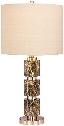 Martin Richard W-6237GRN Fangio Lighting's #6237GRN 27 in. Stacked, Smooth Resin & Metal Table Lamp in a Brushed Steel with Green Faux Marble Finish, 27.00