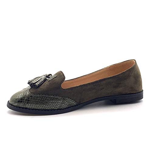 31M3wo%2BZv4L Angkorly - Zapatillas Moda Mocasines Flexible BCBG Planos Mujer Pompom Efecto Piel de Serpiente pitón Tacón Ancho 1.5 CM Angkorly - Zapatillas Moda Mocasines Flexible BCBG Planos Mujer Pompom Efecto Piel de Serpiente pitón Tacón Ancho 1.5 CM - Imagen 3