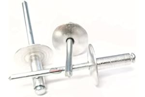 Racer's Speed Shop Mill 3/16" Rivet Large Flange Aluminum Head Steel Mandrel Blind Pop Rivets 250 pk