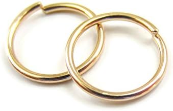 Solid 10K Gold Hoop Earrings Gold Cartilage Earrings 18Gauge 9mm One Pair
